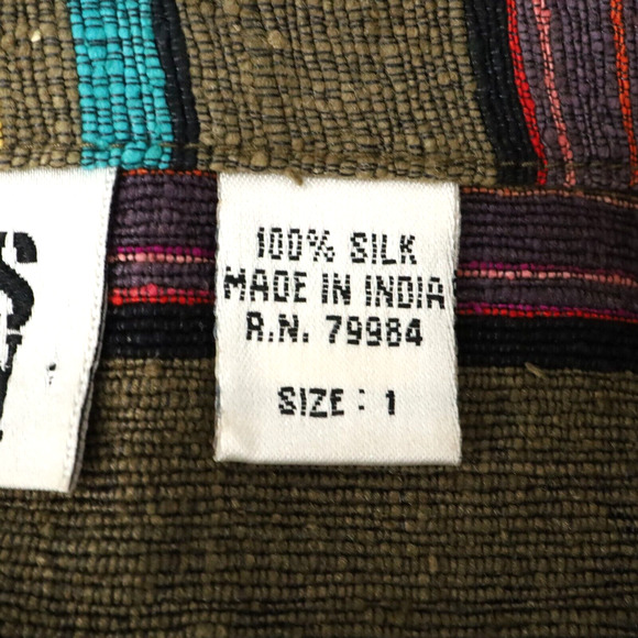 Chicos Design Jacket 1 Womens 8 Medium Silk Stripe Gold Green Shacket Vintage - Picture 4 of 14